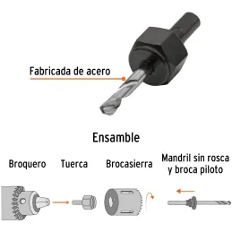 Mandril Zanco 1/4" Guia Broca Sierra Copa Diamante SinRosca Truper MAN-CAZ-1/4C 18143 Truper-Mandril Zanco 1/4" Guia Broca Sierr