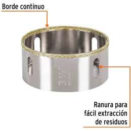 Sierra de copa 3 1/2" o 88.9mm, con borde de diamante, alto rendimiento, cortes finos y rapidos, COAZ-3-1/2 17138 Truper Truper-