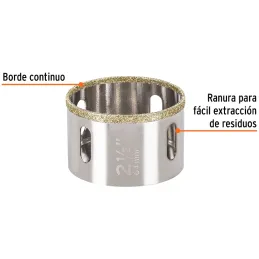 Sierra de copa 2 1/2" o 63.5mm, con borde de diamante, alto rendimiento, cortes finos y rapidos, COAZ-2-1/2 17134 Truper Truper-