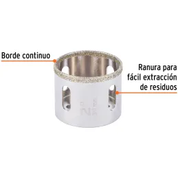 Sierra de copa 2" o 50.8mm, con borde de diamante, alto rendimiento, cortes finos y rapidos, COAZ-2 17132 Truper Truper-Sierra d