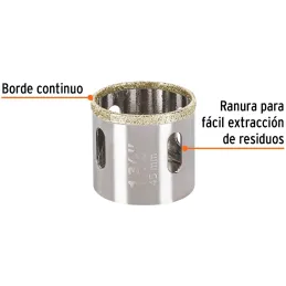 Sierra de copa 1 3/4" o 44.4mm, con borde de diamante, alto rendimiento, cortes finos y rapidos, COAZ-1-3/4 17131 Truper Truper-