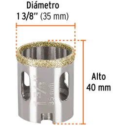 Sierra de copa 1 3/8" o 34.9mm, con borde de diamante, alto rendimiento, cortes finos y rapidos, COAZ-1-3/8 17129 Truper Truper-
