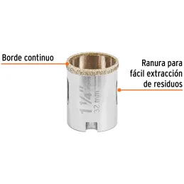 Sierra de copa 1 1/4" o 31.7mm, con borde de diamante, alto rendimiento, cortes finos y rapidos, COAZ-1-1/4 17128 Truper Truper-