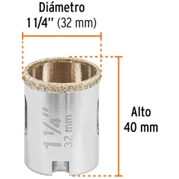 Sierra de copa 1 1/4" o 31.7mm, con borde de diamante, alto rendimiento, cortes finos y rapidos, COAZ-1-1/4 17128 Truper Truper-