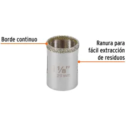 Sierra de copa 1 1/8" o 28.6mm, con borde de diamante, alto rendimiento, cortes finos y rapidos, COAZ-1-1/8 17127 Truper Truper-
