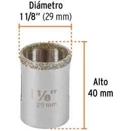 Sierra de copa 1 1/8" o 28.6mm, con borde de diamante, alto rendimiento, cortes finos y rapidos, COAZ-1-1/8 17127 Truper Truper-