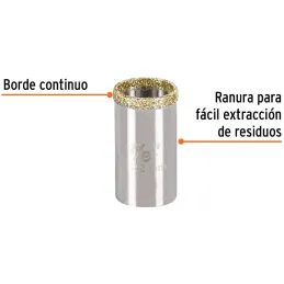 Sierra de copa 7/8" o 22.2mm, con borde de diamante, alto rendimiento, cortes finos y rapidos, COAZ-7/8 17125 Truper Truper-Sier