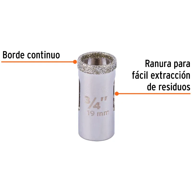 Sierra de copa 3/4" o 19mm, con borde de diamante, alto rendimiento, cortes finos y rapidos, COAZ-3/4 17124 Truper Truper-Sierra