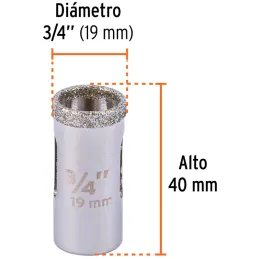 Sierra de copa 3/4" o 19mm, con borde de diamante, alto rendimiento, cortes finos y rapidos, COAZ-3/4 17124 Truper Truper-Sierra