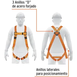 Arnes de Cuerpo completo 3 anillos Posicionamiento y contra caidas, Cinta de 40mm, Carga 100kg, ARN-5436 14439 Truper Truper-Arn