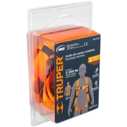Arnes de Cuerpo completo 3 anillos Posicionamiento y contra caidas, Cinta de 40mm, Carga 100kg, ARN-5436 14439 Truper Truper-Arn
