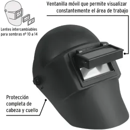 Mascara Careta para Soldar, con lente Abatible, Proteccion Cabeza Cuello, CASO-3 13729 Truper Truper-Mascara Careta para Soldar,