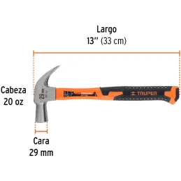 Martillos 20oz Cabeza Conica C31mm Ucurva MFibraVidrio13" Truper 10852 Truper-Martillos 20oz Cabeza Conica C31mm Ucurva MFibraVi