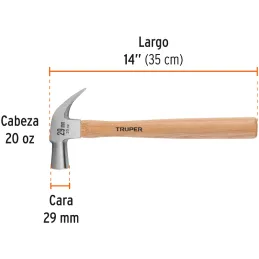 Martillos 20oz Cabeza Conica C29mm Ucurva MMadera14" Truper 10561 Truper-Martillos 20oz Cabeza Conica C29mm Ucurva MMadera14" Tr