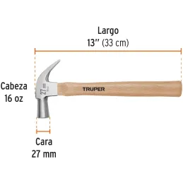 Martillos 14oz Cabeza Conica C27mm Ucurva MMadera13" Truper 10560 Truper-Martillos 14oz Cabeza Conica C27mm Ucurva MMadera13" Tr