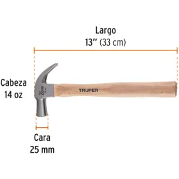 Martillos 14oz Cabeza Conica C25mm Ucurva MMadera13" Truper 10558 Truper-Martillos 14oz Cabeza Conica C25mm Ucurva MMadera13" Tr