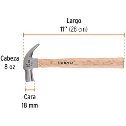 Martillos 8oz Cabeza Conica C18mm Ucurva MMadera11" Truper 10554 Truper-Martillos 8oz Cabeza Conica C18mm Ucurva MMadera11" Trup