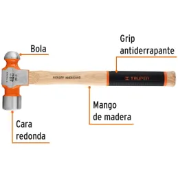Martillos 48oz Cabeza Bola C44mm MHickoryGrip17" Truper 16906 Truper-Martillos 48oz Cabeza Bola C44mm MHickoryGrip17" Truper 169