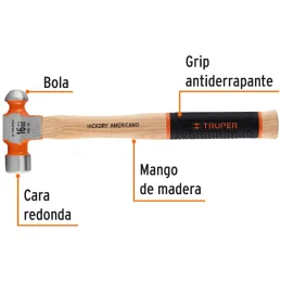 Martillos 16oz Cabeza Bola C33mm MHickoryGrip14" Truper 16902 Truper-Martillos 16oz Cabeza Bola C33mm MHickoryGrip14" Truper 169