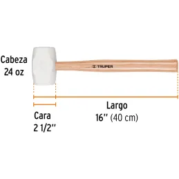 Martillos de Goma 24oz Cabeza Blanca C63.5mm Mmadera40cm Truper 16932 Truper-Martillos de Goma 24oz Cabeza Blanca C63.5mm Mmader