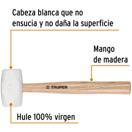 Martillos de Goma 16oz Cabeza Blanca C53.9mm Mmadera34cm Truper 16931 Truper-Martillos de Goma 16oz Cabeza Blanca C53.9mm Mmader