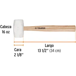 Martillos de Goma 16oz Cabeza Blanca C53.9mm Mmadera34cm Truper 16931 Truper-Martillos de Goma 16oz Cabeza Blanca C53.9mm Mmader