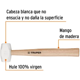 Martillos de Goma 8oz Cabeza Blanca C44.5mm Mmadera34cm Truper 16930 Truper-Martillos de Goma 8oz Cabeza Blanca C44.5mm Mmadera3