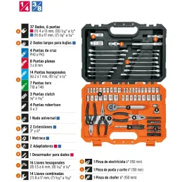Juegos de Herramientas 119 Piezas Mixto STD MM E1/4-3/8 MP Truper 17090 Truper-Juegos de Herramientas 119 Piezas Mixto STD MM E1