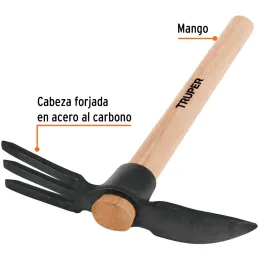 Pico Rastrillo 14", Mango de Hickory Americano, en acero al carbono, TJA-1 19647 Truper Truper-Pico Rastrillo 14", Mango de Hick