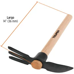Pico Rastrillo 14", Mango de Hickory Americano, en acero al carbono, TJA-1 19647 Truper Truper-Pico Rastrillo 14", Mango de Hick