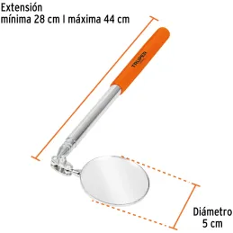 Espejo Telescopico, Extension Min. 195mm Max 360mm, Cabeza Articulada, para areas de dificil acceso, ESP-TEL 14544 Truper Truper
