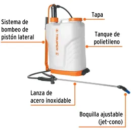Fumigador de Mochila 20L Bombeo Lateral Truper 14193 Truper-Fumigador de Mochila 20L Bombeo Lateral Truper 14193 Lanza de acero 