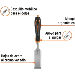 Formones 1 1/2", en acero al cromo vanadio, Mango Ergonomico Confort Grip, FT-1-1/2 14639 Truper Truper-Formones 1 1/2", en acer