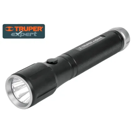 Linterna LED 100 Lumenes, Alta Potencia Alcance 160 Metros Duracion 12H 2 Pilas D, en Aluminio, LINA-2DN 18813 Truper