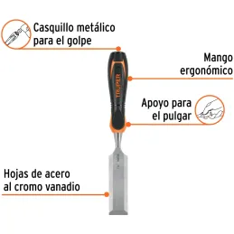 Formones 1 1/4", en acero al cromo vanadio, Mango Ergonomico Confort Grip, FT-1-1/4 14636 Truper Truper-Formones 1 1/4", en acer