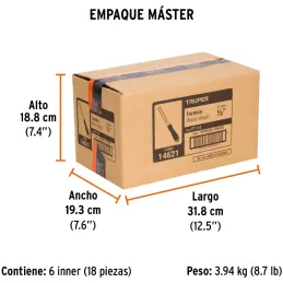 Formones 1/2", en acero al cromo vanadio, Mango Ergonomico Confort Grip, FT-1/2 14621 Truper Truper-Formones 1/2", en acero al c