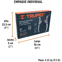 Extractor de Rodajes y Poleas 2 Patas, Apertura max 279mm Alcance max 280mm, EX-P2-10 14499 Truper Truper-Extractor de Rodajes y