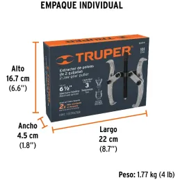 Extractor de Rodajes y Poleas 2 Patas, Apertura max 165mm Alcance max 160mm, EX-P2-6 14498 Truper Truper-Extractor de Rodajes y 