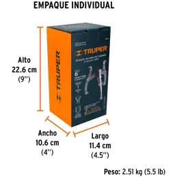 Extractor de Rodajes y Poleas 3 Patas, Apertura max 152mm Alcance max 160mm, EX-P6 14506 Truper Truper-Extractor de Rodajes y Po