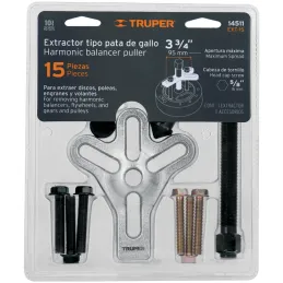 Extractor Pata de Gallo, 15 Piezas, Apertura max 95mm Alcance max 45mm, EXT-15 14511 Truper Truper-Extractor Pata de Gallo, 15 P