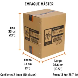 Extractor Pata de Gallo, 15 Piezas, Apertura max 95mm Alcance max 45mm, EXT-15 14511 Truper Truper-Extractor Pata de Gallo, 15 P