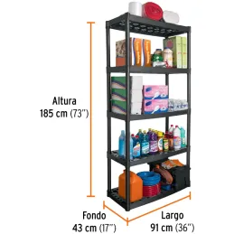 Estantes Plastico uso Pesado 5 Repisas Ventiladas 340kg Truper 19943 Truper-Estantes Plastico uso Pesado 5 Repisas Ventiladas 34