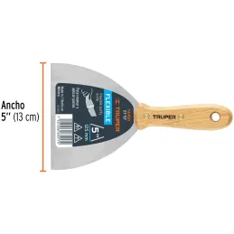 Espatula Flexible 5" Mango de Hickory Americano, acero alto carbono, Hoja Desbastada y Templada, ET-5F 14451 Truper Truper-Espat