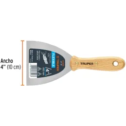 Espatula Flexible 4" Mango de Hickory Americano, acero alto carbono, Hoja Desbastada y Templada, ET-4F 14450 Truper Truper-Espat