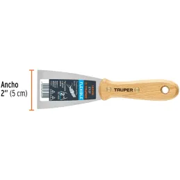 Espatula Flexible 2" Mango de Hickory Americano, acero alto carbono, Hoja Desbastada y Templada, ET-2F 14448 Truper Truper-Espat