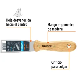 Espatula Flexible 1" Mango de Hickory Americano, acero alto carbono, Hoja Desbastada y Templada, ET-1F 14447 Truper Truper-Espat