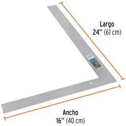Escuadra para Albañil 16" x 24", 40.6 x 61cm Graduacion Estampada en Acero, Cantos rectificados, E-16X24 14384 Truper Truper-Esc