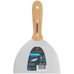 Espatula Flexible 6" Mango de Hickory Americano, acero alto carbono, Hoja Desbastada y Templada, ET-6F 14452 Truper Truper-Espat
