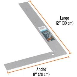Escuadra para Albañil 8" X 12", Graduacion Estampada en Acero, Cantos rectificados, E-8X12 14386 Truper Truper-Escuadra para Alb