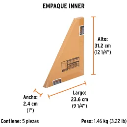 Escuadra para Albañil 8" X 12", Graduacion Estampada en Acero, Cantos rectificados, E-8X12 14386 Truper Truper-Escuadra para Alb